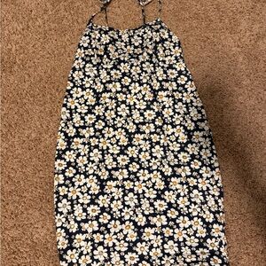 SHEIN Maternity Navy Floral Dress with White and Yellow Daisies
